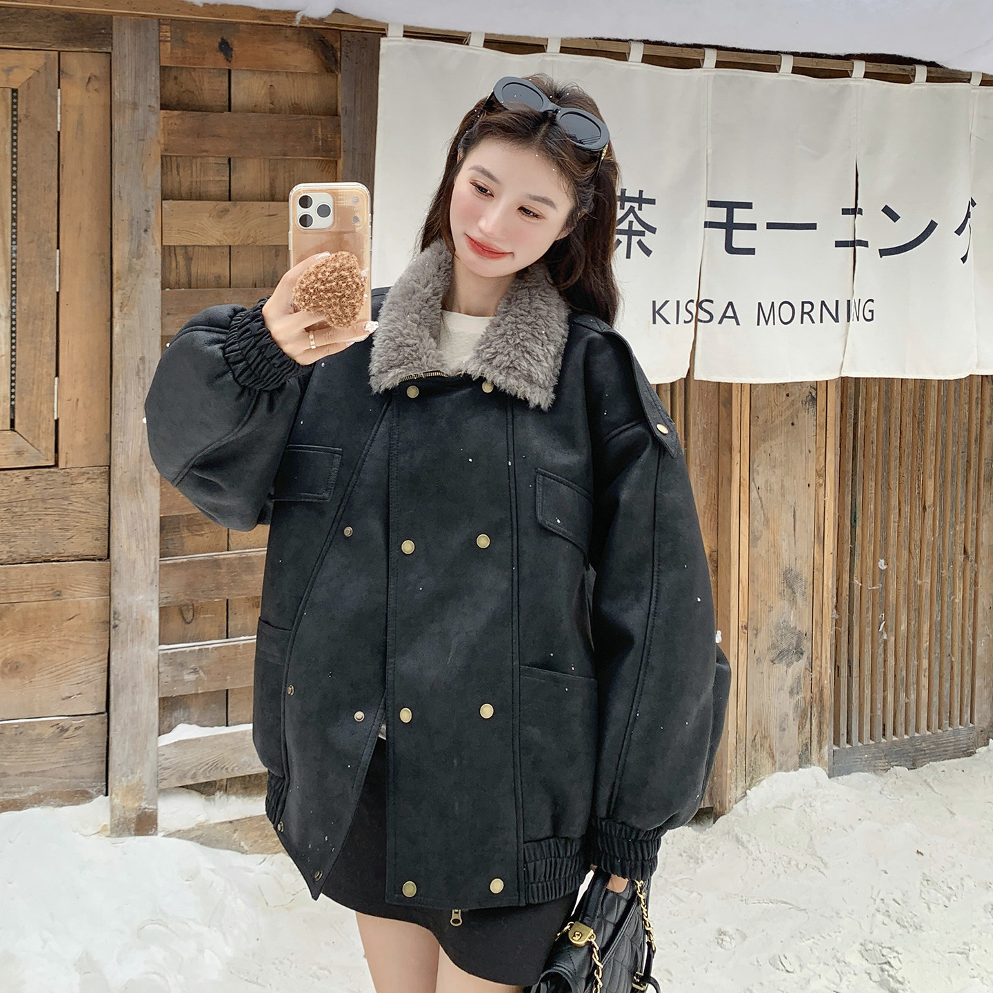 2025新款冬款皮毛一体外套211-5877P225控328，女装毛呢外套，浙宝211