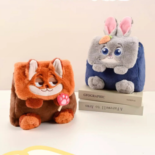 卡通ins风疯狂可爱动物城朱迪尼克翻盖双肩包毛绒大容量通勤背包