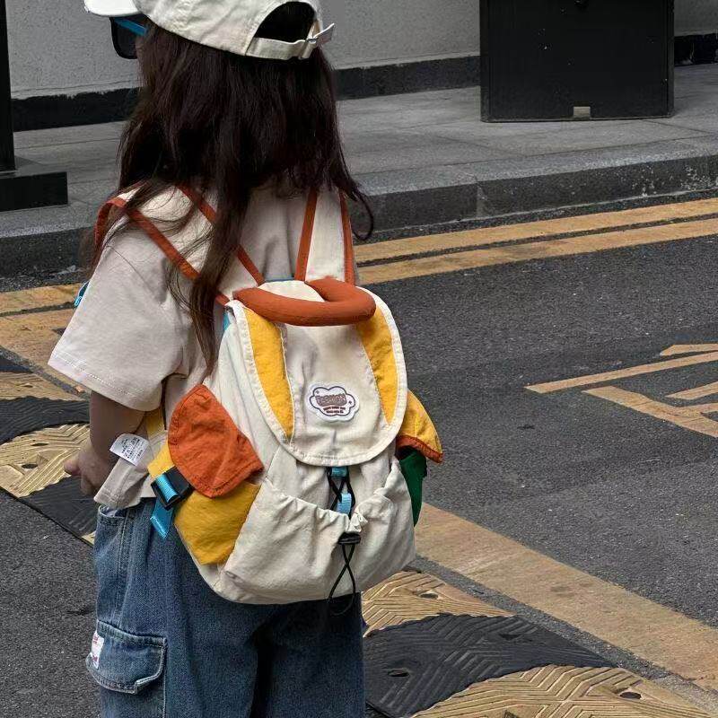 超轻ins风百搭简约多功能撞色双肩包休闲旅游背包大容量通勤书包