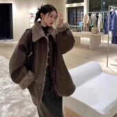 双面穿环保皮毛一体外套女中长款 羊羔毛加厚复古皮衣 冬季 2025新款
