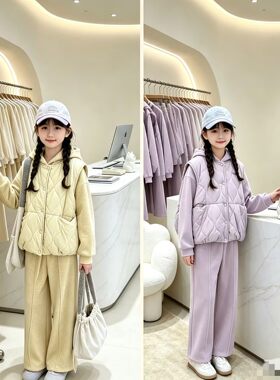 女童仿羊绒加绒加厚三件套