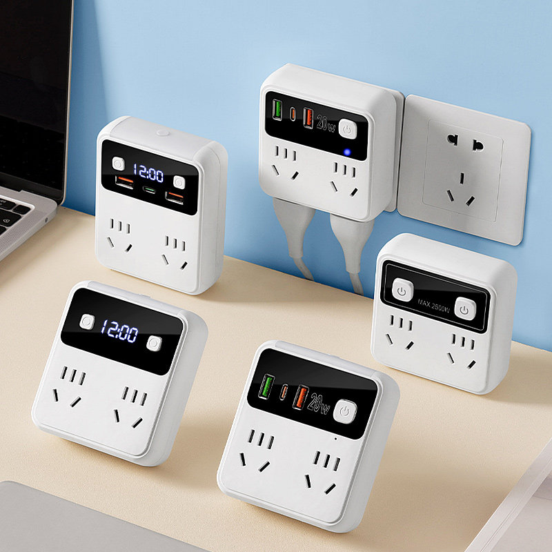 86型多功能时钟夜灯usb转换器20w快充插座充电多口带电源转插头,电子/电工,转换插头,淘宝优惠券,粉丝福利购,淘宝优惠卷