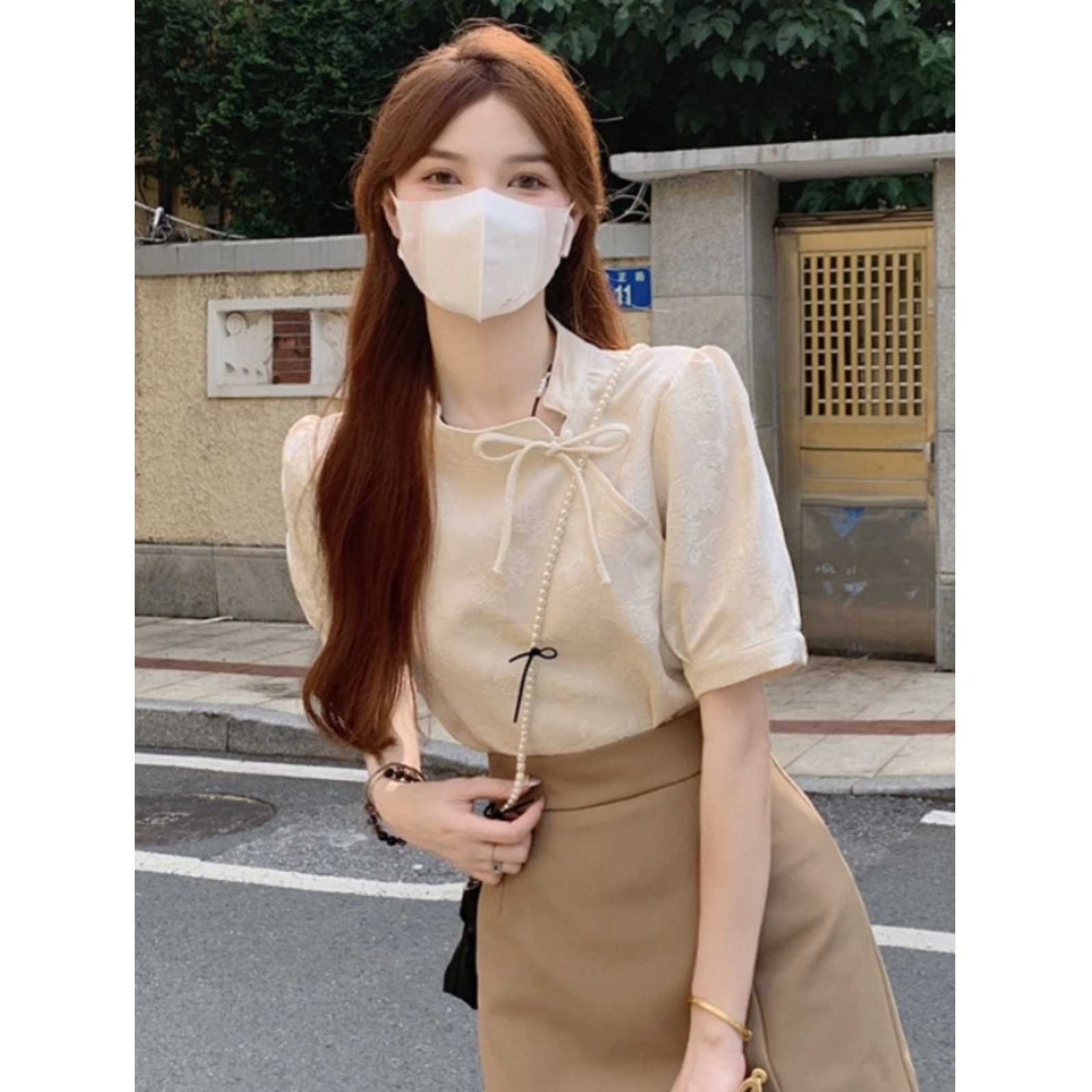 旗袍改良新中式国风上衣设计感女小众夏季高级感法式复古短袖衬衫