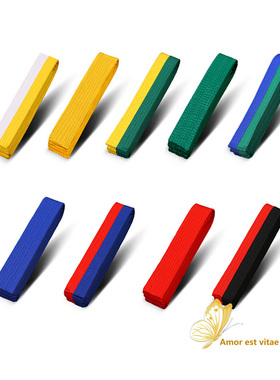 跆拳道带柔道带考级晋级比赛带格斗腰带纯棉儿童成人彩色腰带 2米