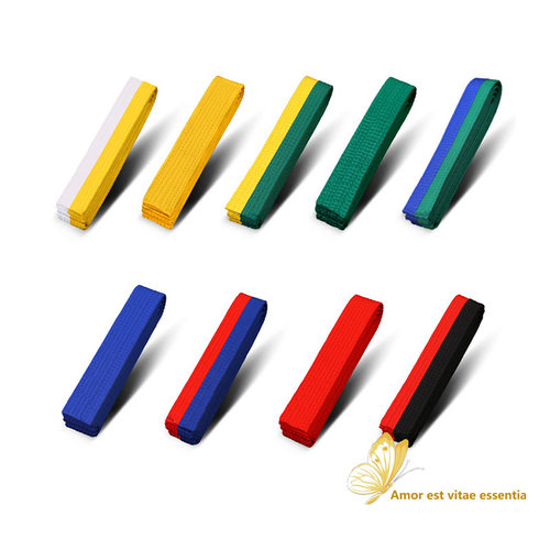 跆拳道带柔道带考级晋级比赛带格斗腰带纯棉儿童成人彩色腰带 2米