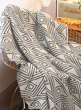 纯棉北欧ins 灰色针织休闲小毛毯子被子夏季薄款午睡沙发毯人盖毯
