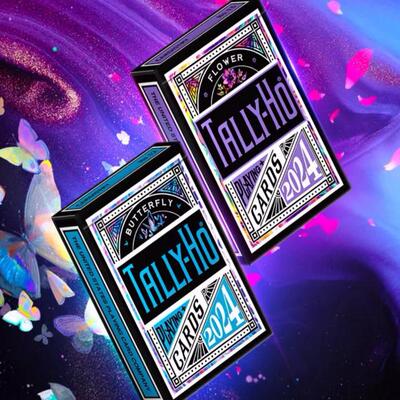 默默纸牌美国tallyho deck蝶恋花&心箭花切荧光收藏款扑克牌