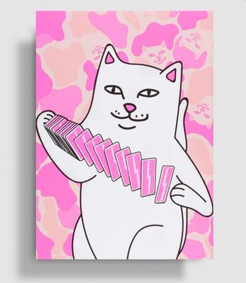 默默纸牌粉色中指猫方丹二代