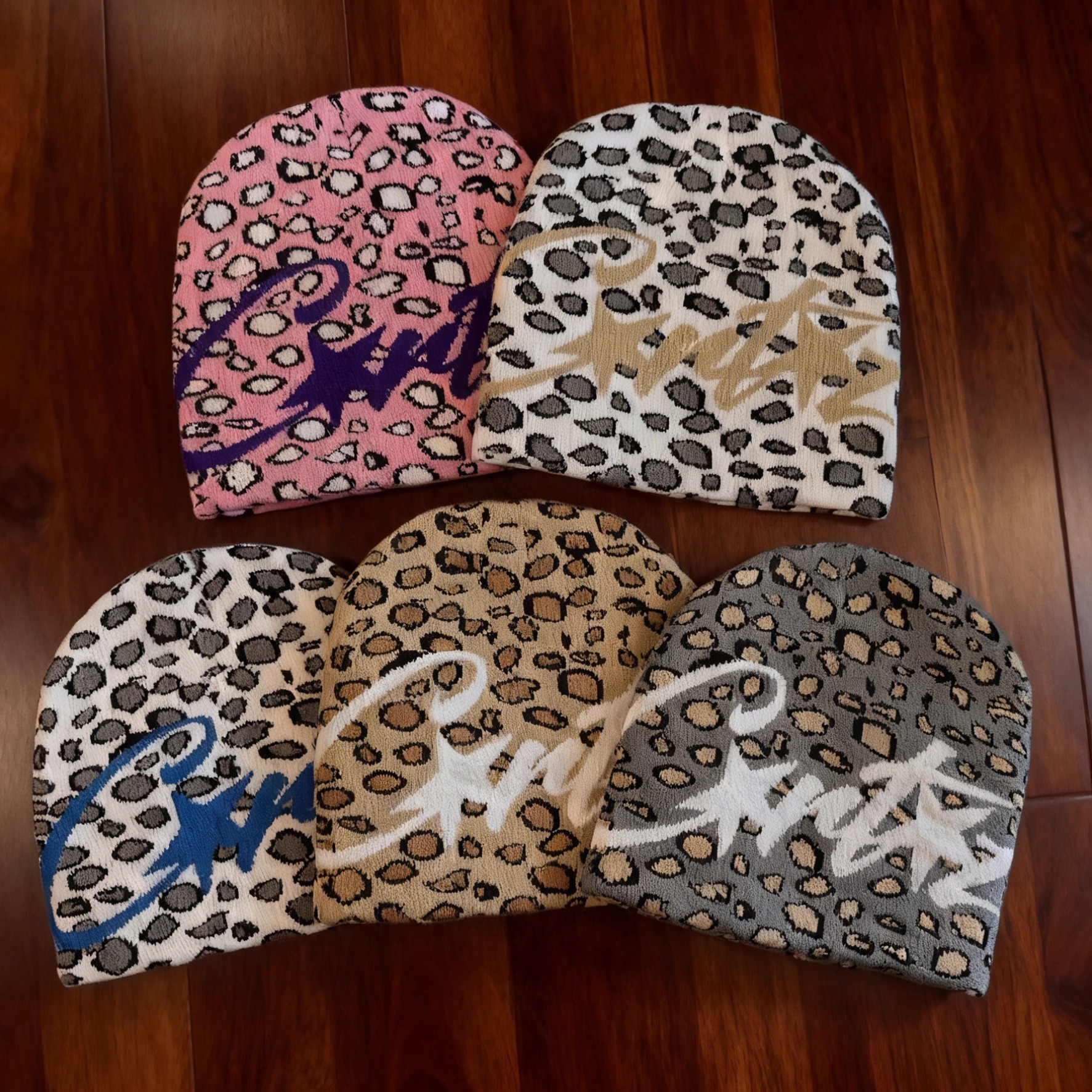 Vintage古着「豹纹恶魔岛」Opium风格冷帽美式复古针织帽字母提花