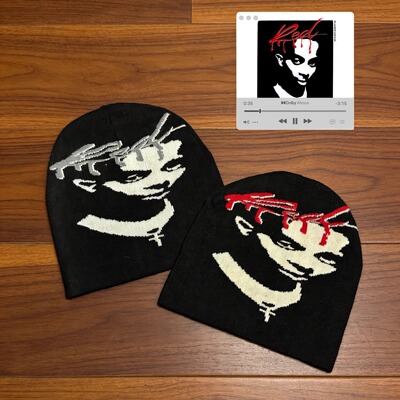 nojob vintage古着「YVL」Playboicarti恶搞专辑封面提花针织冷帽