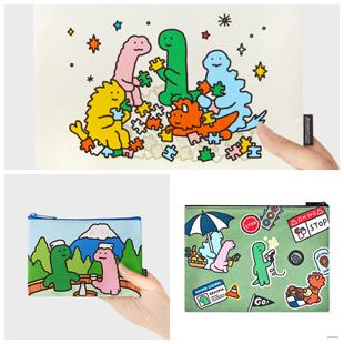 正品joguman恐龙收纳包内胆包化妆包可爱卡通乔古曼布料携带数码