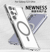 正品 S23U NEWNESS 韩国原装 适用三星S25U S24U S23 S23防摔磁吸透明保护壳Macsafe专利硅胶简约商务可挂绳