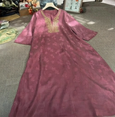 裙子立领七分袖 气质提花新中式 复古国风盘扣连衣裙 春夏季 2026新款