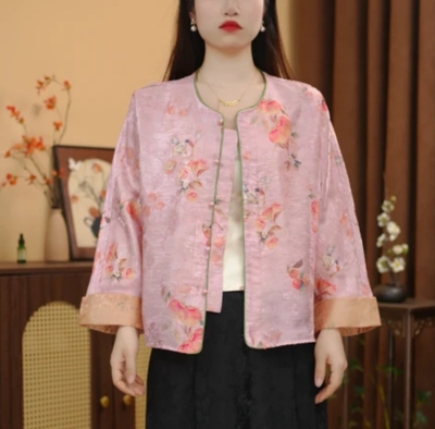 新中式妈妈春装2026新款外套端庄大气中老年春秋款高端提花上衣女