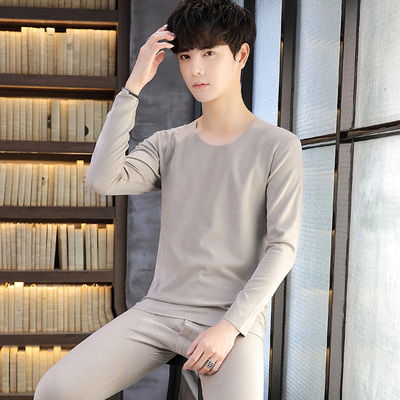 青少年低领德绒保暖内衣套装无痕男大童发热初中高中学生秋衣秋裤