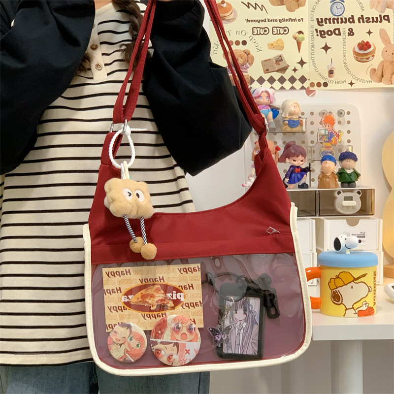 双面两用吧唧痛包日系ins风少女心斜挎包学生上课透明手提单肩包