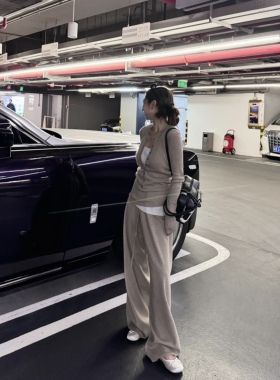 695# 原¥229-289 羊毛半开领针织套装慵懒针织阔腿裤休闲裤