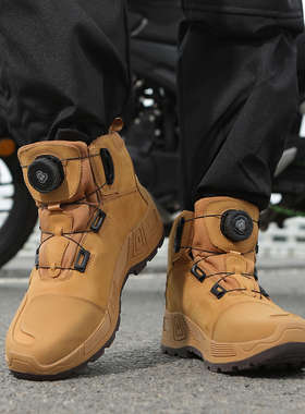 九股狼响尾蛇春秋四季骑行靴摩托车拉力鞋男女防水真皮摩旅机车鞋