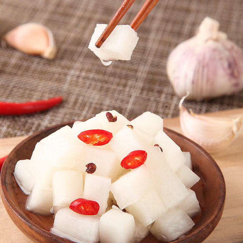 萝卜咸泡菜酸甜脆自制农家腌制可口开胃即食罐装恩施青年白罗卜丁