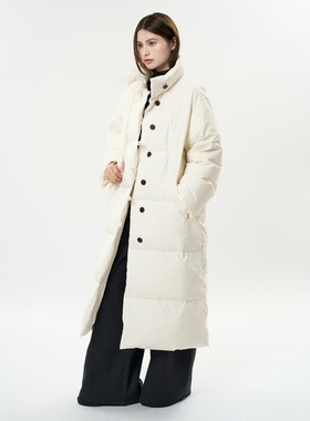 肆·冬季300g垂坠高蓬80鸭绒立领羽绒服加厚长款保暖包外套女