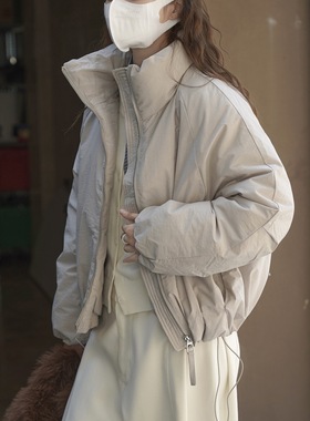 肆·冬季简约抽绳花苞设计90白鹅绒羽绒服保暖外套女