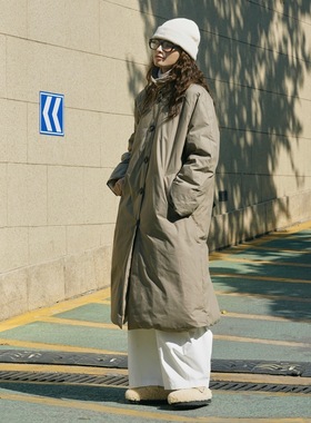 肆·日系立领廓形长款冬季羽绒服宽松蓬松防寒保暖外套女