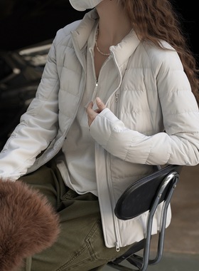 肆·90鹅绒简约纯色短款羽绒服蓬松保暖外套熟女通勤休闲冬季上衣