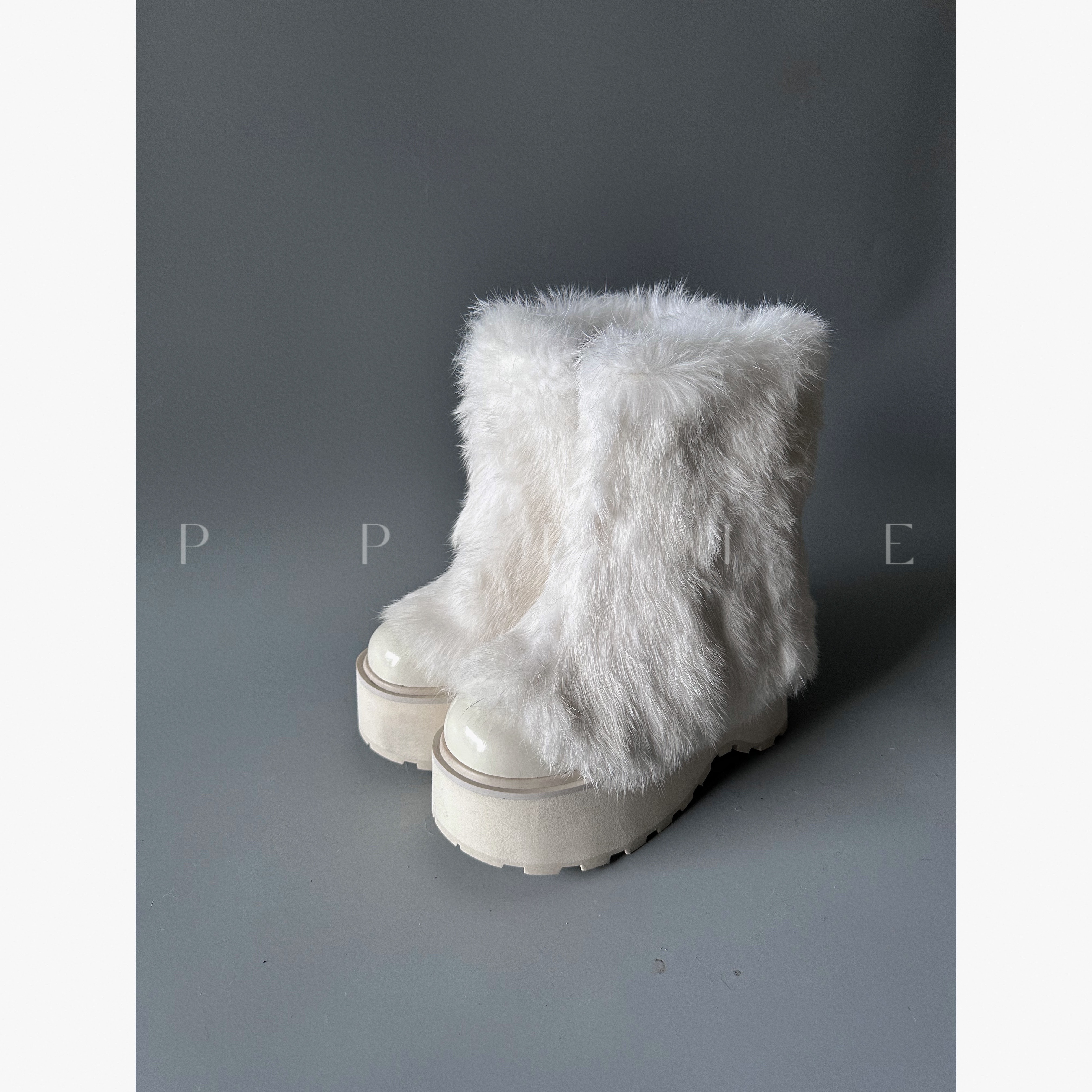 PPPIE 兔兔那么可爱！9cm兔毛保暖厚底靴！！