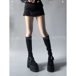 10.8cm坡跟翻毛扣件长靴 PPPIE 摆烂小鱼