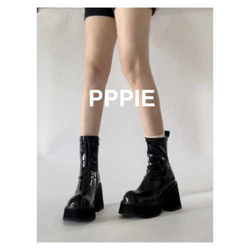 PPPIE圆头厚底瘦瘦靴显瘦显直