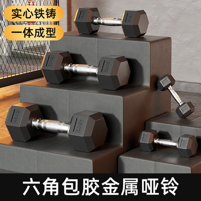 纯铁质六角哑铃家用实心铸铁大