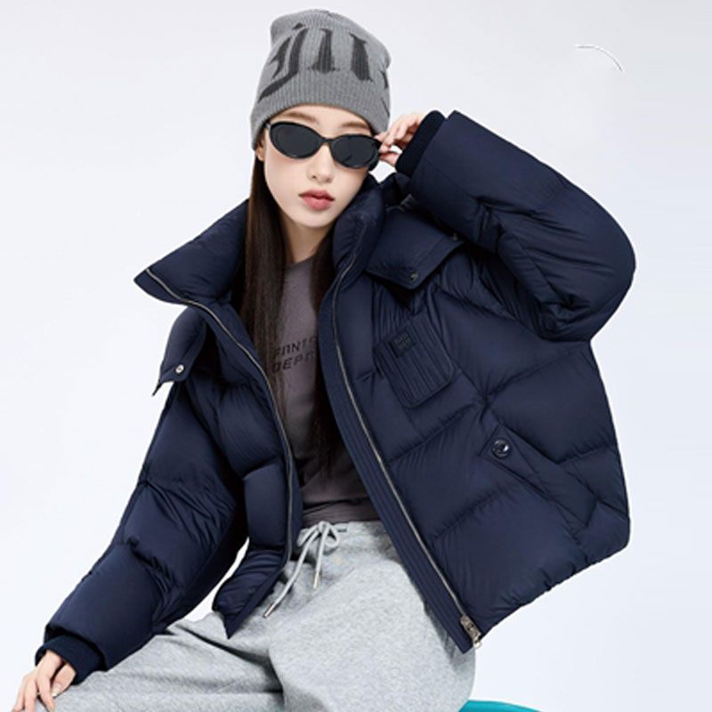 羽绒服半九成品衣壳自充绒女2025冬季新款大码宽松短款衣皮艾625