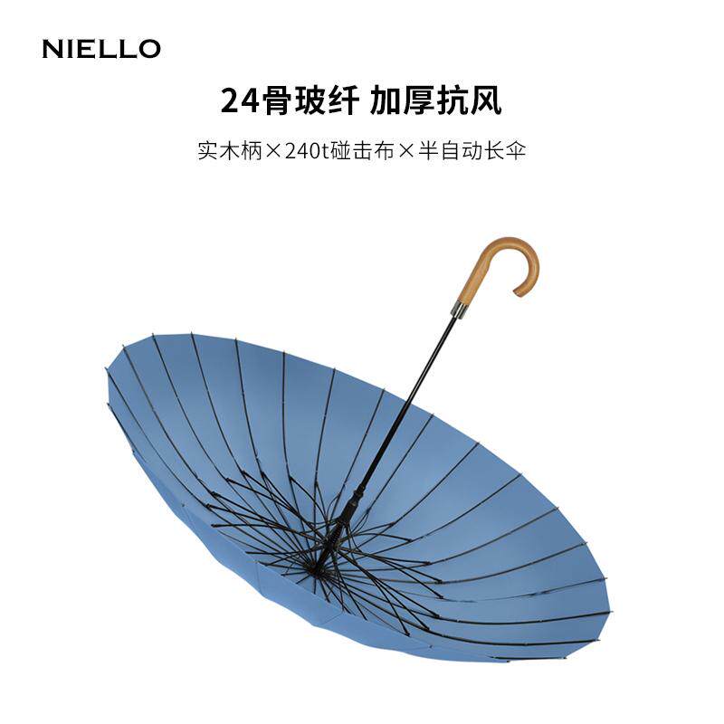 防风24骨自动实木柄长伞