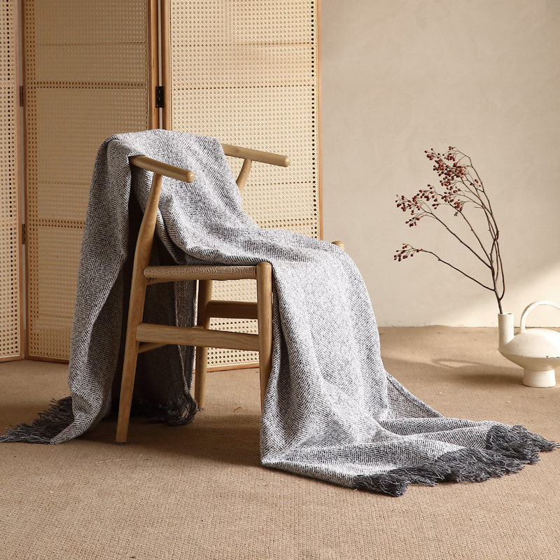 灰色条纹床尾巾搭毯酒店民宿沙发床上样板间售楼部软装装饰毯定制,床上用品,休闲毯/毛毯/绒毯,淘宝优惠券,粉丝福利购,淘宝优惠卷