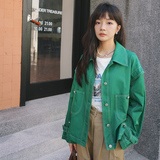 现货2022秋季新款绿色撞色明线风衣夹克外套货号815P125K178，女装皮衣，时倾STUDIO