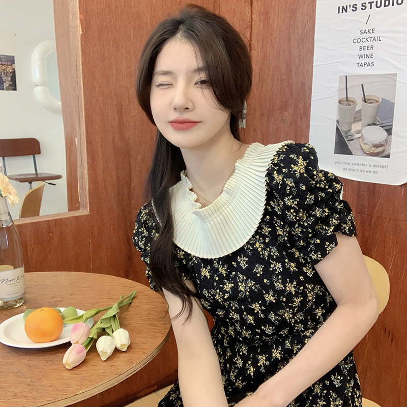 现货2022夏季新款碎花收腰带腰带连衣裙P95K148，女装连衣裙，时倾STUDIO