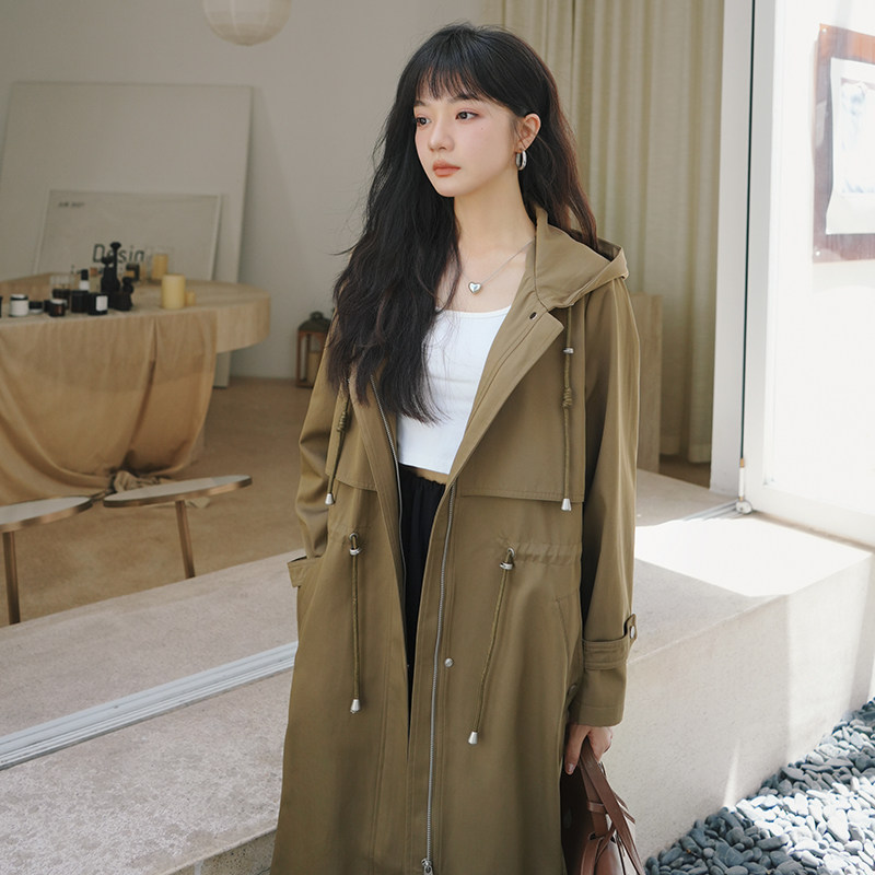 现货2022秋季新款长款连帽加厚风衣货号813P150K218,女装风衣,时倾STUDIO