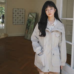 现货 2022工装中长款连帽风衣货号812 P145K198,女装风衣,时倾STUDIO