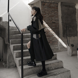 气质女装高级感穿搭黑色风衣外套女春秋2025新款超好看中长款大衣，女装风衣，时倾STUDIO