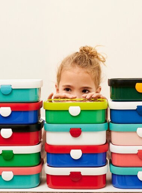 荷兰产 Mepal 北欧卡通儿童学生带饭便当盒分隔午餐盒带分隔叉子