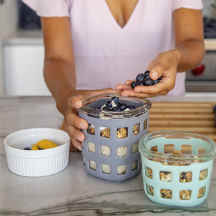 美国代购 Ello 酸奶杯隔夜燕麦碗罐子硅胶套玻璃保鲜盒轻食饭盒