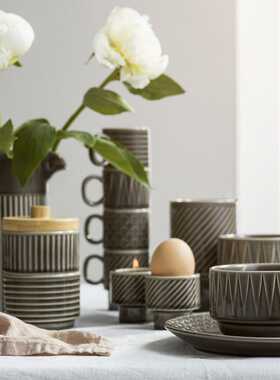 瑞典代购 Sagaform 双层陶瓷带木盖子小碗零食碗坚果果干糖果罐子