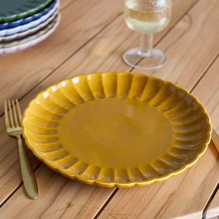 丹麦 Bloomingville明媚黄色花瓣陶瓷马克杯盘子甜品碟子西餐餐具