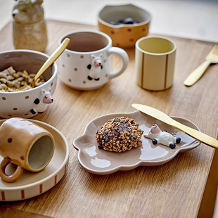 丹麦代购Bloomingville 可爱波点娃娃儿童餐具陶瓷盘子碗马克杯子