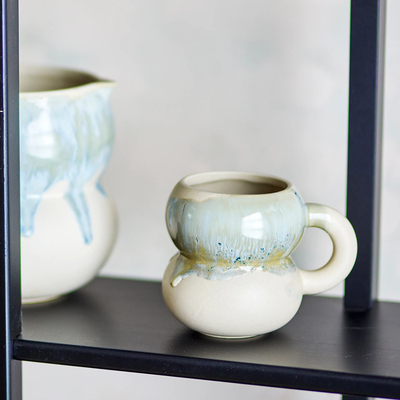 丹麦代购 Bloomingville 葫芦型滴墨设计陶瓷马克杯套装奶壶奶罐