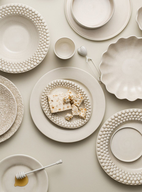 瑞典Mateus 轻奢北欧ins风极简泡泡浮雕陶瓷盘子西餐碟子餐碗杯子