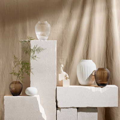 丹麦 Kahler艺术家Hammershøi北欧艺术玻璃花瓶竖纹插花水培花器