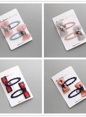 儿童可爱蝴蝶结发饰韩版布艺包边发夹边夹刘海夹头发饰品BB夹头饰