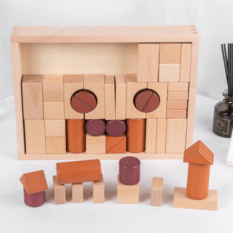 实木大颗粒早教积木榉木材质