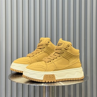 男鞋冬款2025新款真皮高帮板鞋冬季加绒棉鞋增高鞋防滑软底休闲鞋